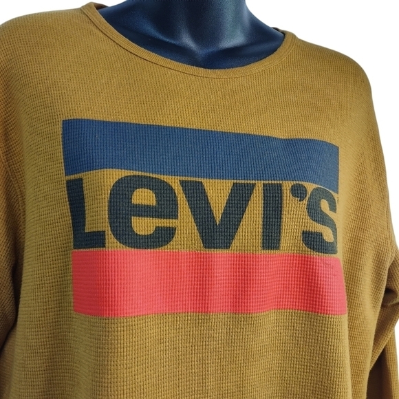 Levi's Men's Gold/Yellow Wallfe Knit Longsleeve T-shirt Size L - Picture 3 of 5